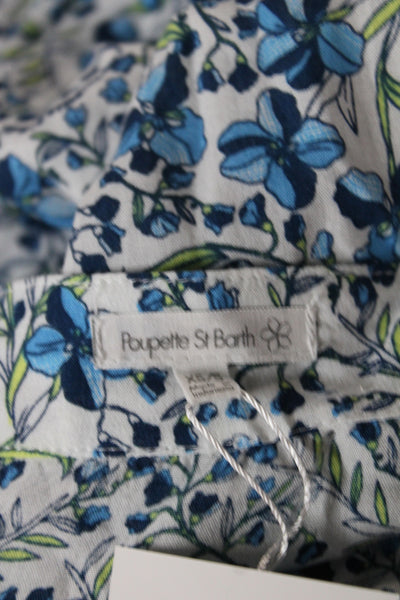 Poupette St. Barth Women Blue Floral Wrap Midi Tie Skirt Size XS