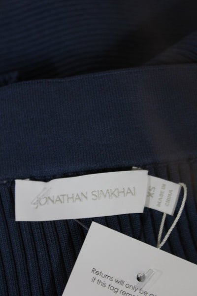 Jonathan Simkhai Women Mini Blue Skirt Pull On Short Modern Size XS