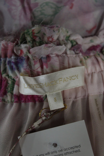 Love Shack Fancy Women Pink Silk Floral Mini Skirt Size S