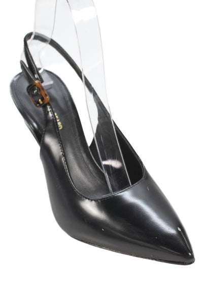 Veronica Beard Women Pointed Toe Patent Leather Slingback Sandals Black Size 5.5