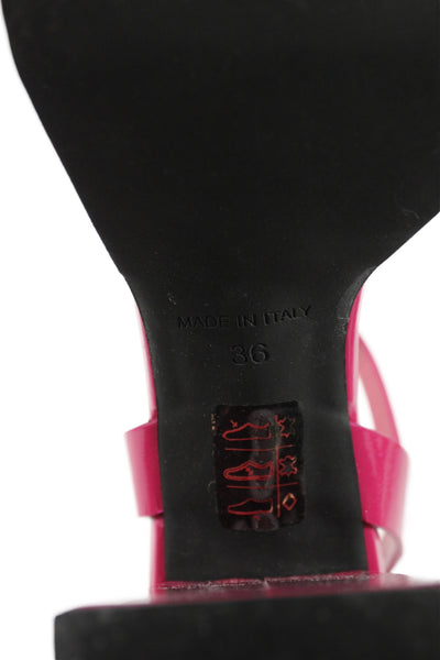 275 Central Women's Square Toe Block Heel Ankle Buckle Sandals Pink Size 6