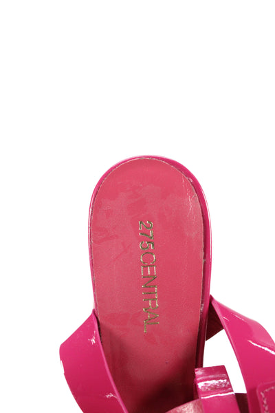 275 Central Women's Square Toe Block Heel Ankle Buckle Sandals Pink Size 6