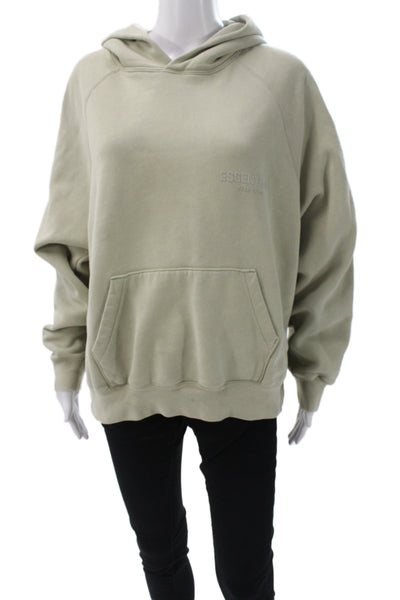 Essentials Unisex Adults Pullover Hoodie Green Crew Neck Drawstring Size S