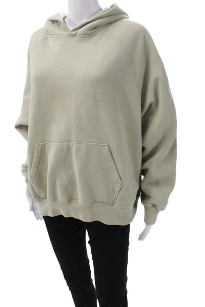 Essentials Unisex Adults Pullover Hoodie Green Crew Neck Drawstring Size S