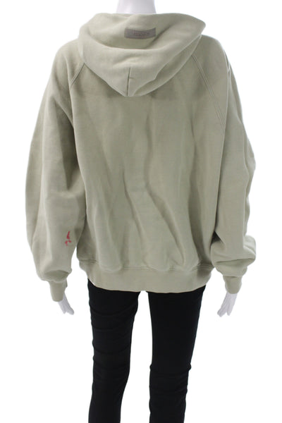 Essentials Unisex Adults Pullover Hoodie Green Crew Neck Drawstring Size S