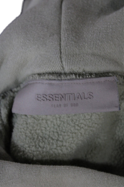 Essentials Unisex Adults Pullover Hoodie Green Crew Neck Drawstring Size S
