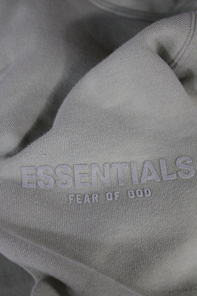 Essentials Unisex Adults Pullover Hoodie Green Crew Neck Drawstring Size S
