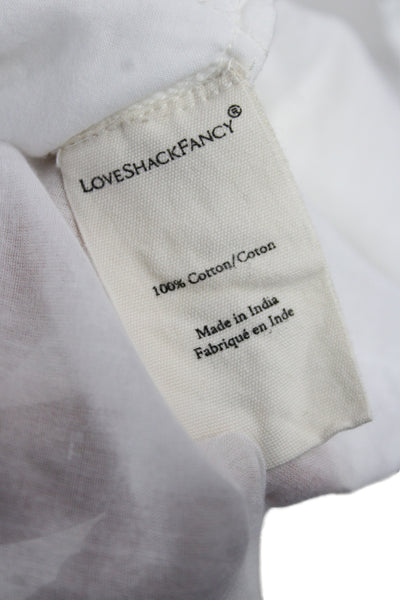 Love Shack Fancy Womens Mini Dress White Cotton Scoop Neck Boho Size S