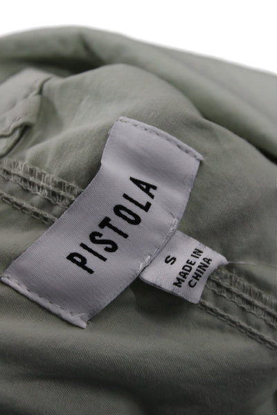 Pistola Womens Shirt Dress Green Collared Short Sleeve Drawstring Cotton Size S