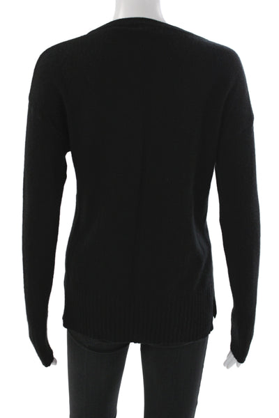 SOH Womens 100% Cashmere Black V-Neck Pullover Sweater Long Sleeve Size M