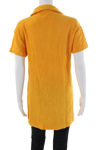 Tanya Taylor Women Orange Collared Short Sleeve Shift Dress Size S