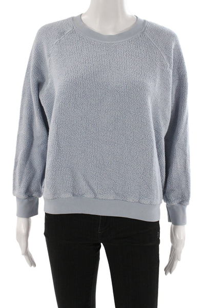 Perfect White Tee Womens Blue Recycled Cotton Pullover Long Sleeve Size M