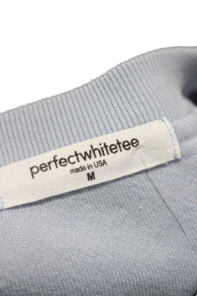 Perfect White Tee Womens Blue Recycled Cotton Pullover Long Sleeve Size M