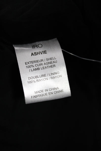 IRO Womens Biker Lamb Leather Jacket Black Snap Long Sleeve Size 40