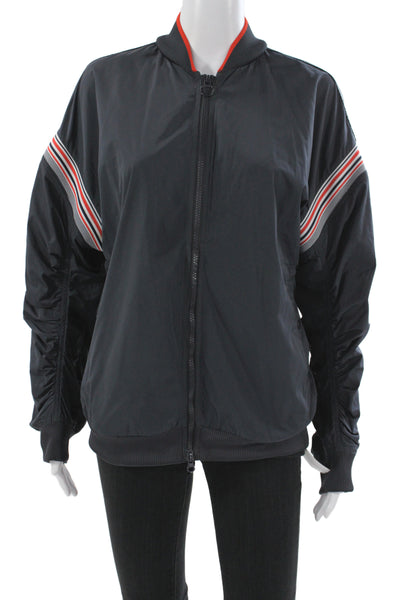 Adidas by Stella McCartney Womens Black Striped Track Jacket Zip Size M