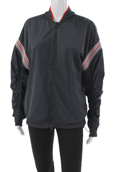 Adidas by Stella McCartney Womens Black Striped Track Jacket Zip Size M