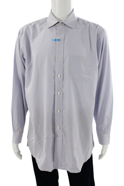 Brooks Brothers Mens Blue Check Supima Cotton Dress Shirt Size 17