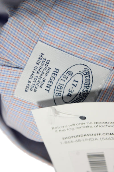 Brooks Brothers Mens Blue Check Supima Cotton Dress Shirt Size 17