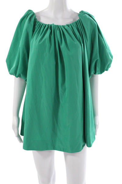 Mare Mare Womens Tunic Blouse Green Short Sleeve Round Neck Boho Size XS