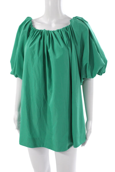 Mare Mare Womens Tunic Blouse Green Short Sleeve Round Neck Boho Size XS