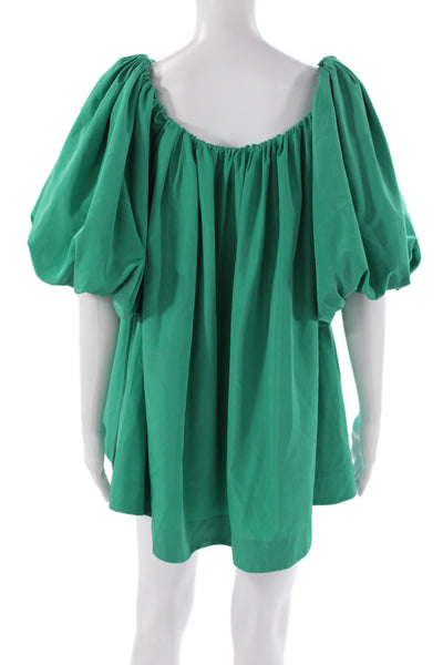 Mare Mare Womens Tunic Blouse Green Short Sleeve Round Neck Boho Size XS