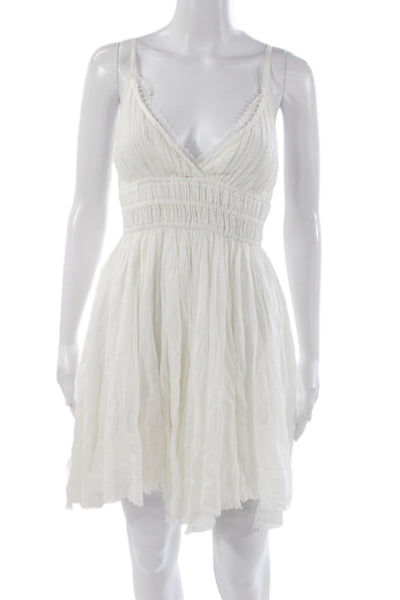FP One by Free People Womens Mini Dress White V Neck Sleeveless Boho Size XS