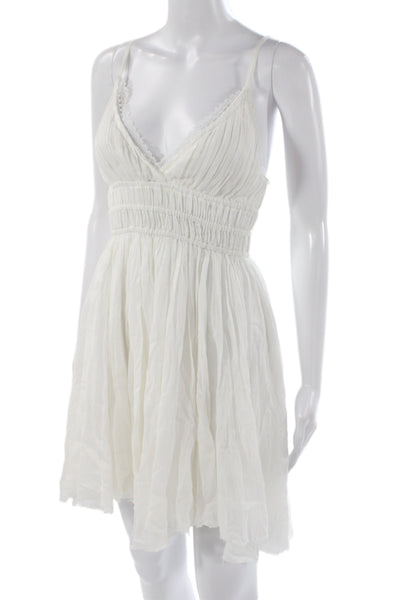 FP One by Free People Womens Mini Dress White V Neck Sleeveless Boho Size XS