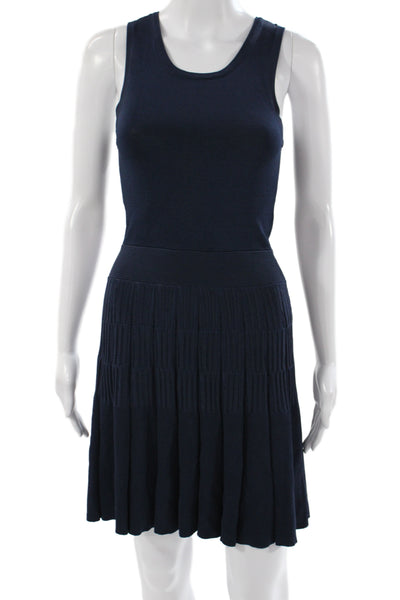 Parker Women Mini Dress Blue Scoop Neck Sleeveless Solid Rayon Fall Size XS
