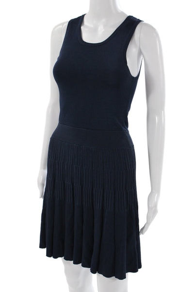 Parker Women Mini Dress Blue Scoop Neck Sleeveless Solid Rayon Fall Size XS