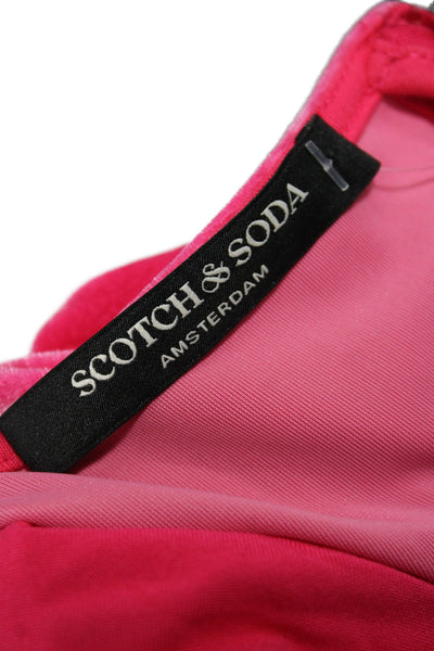Scotch & Soda Womens Bodycon Dress Pink Boat Neck Short Sleeve Mid Calf Size XS