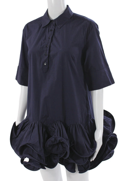 Maeve Anthropologie Womens Blue Collared Mini Dress Half Sleeve Cotton Size XS