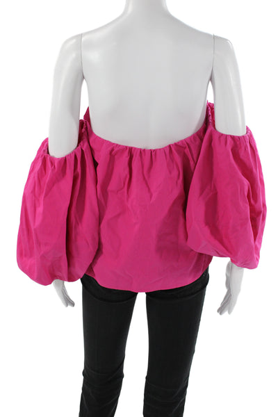 Mare Mare Womens Cropped Off Shoulder Pink Cotton Blouse Short Sleeve Size XS