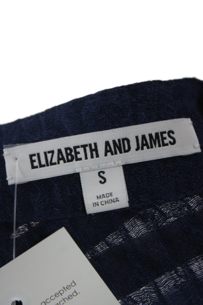 Elizabeth & James Women Tunic Blouse Blue V-Neck Long Sleeve Size S