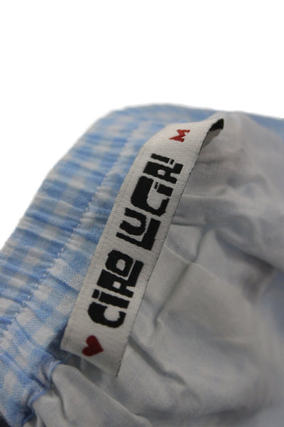 Ciao Lucia! Womens Hot Pants Blue Gingham Check Cotton Button Size M