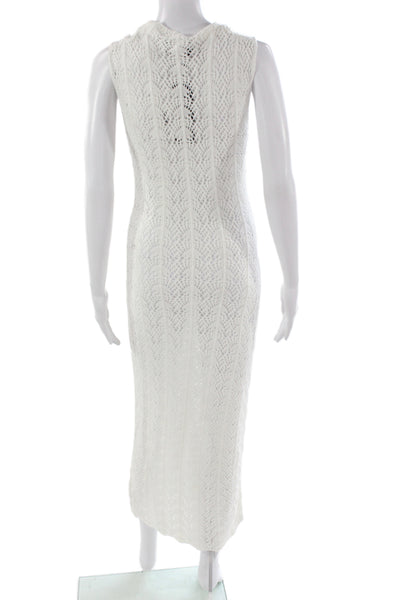 Lioness Women Maxi Dress White V-Neck Sleeveless Button Viscose Size M
