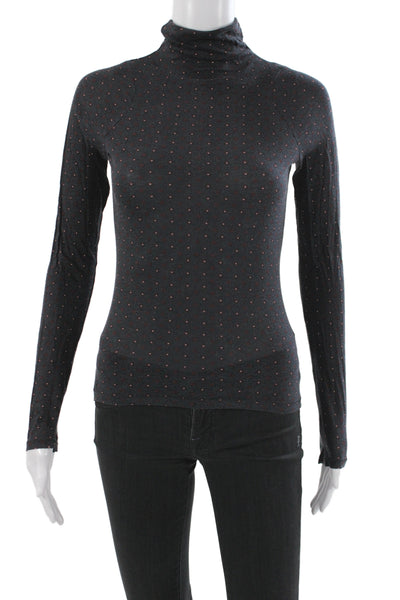 Rag & Bone Womens Jersey Tee Black Turtleneck Argyle Long Sleeve Size S
