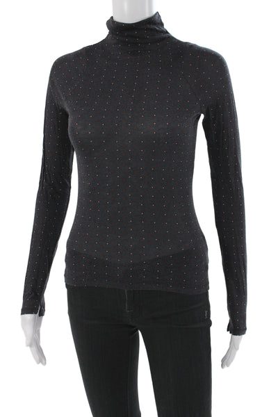 Rag & Bone Womens Jersey Tee Black Turtleneck Argyle Long Sleeve Size S