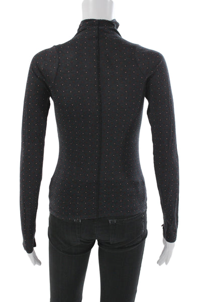 Rag & Bone Womens Jersey Tee Black Turtleneck Argyle Long Sleeve Size S