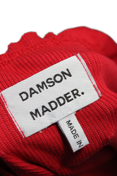 Damson Madder Womens Red Scoop Neck Long Sleeve Cardigan Solid Modal Size 6