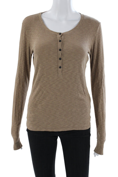 Rag & Bone Womens Basic Brown Henley Long Sleeve T-Shirt Size S