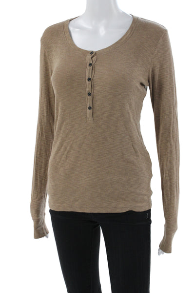 Rag & Bone Womens Basic Brown Henley Long Sleeve T-Shirt Size S