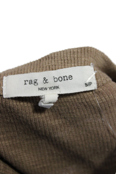 Rag & Bone Womens Basic Brown Henley Long Sleeve T-Shirt Size S