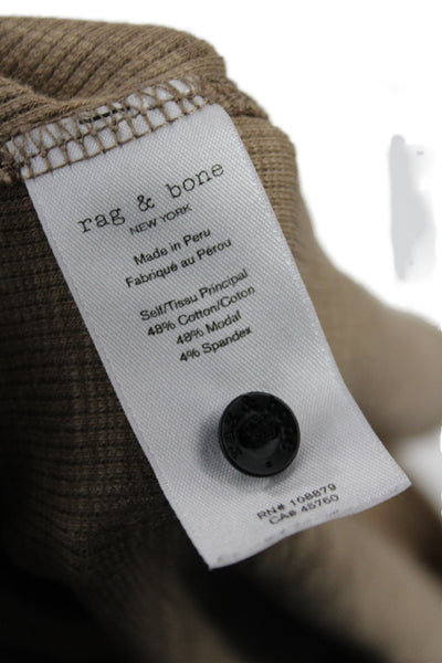 Rag & Bone Womens Basic Brown Henley Long Sleeve T-Shirt Size S