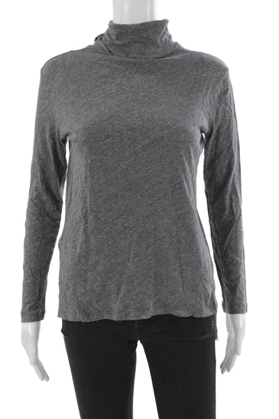 Madewell Women Turtleneck Jersey T-Shirt Long Sleeve Gray Cotton Size XS