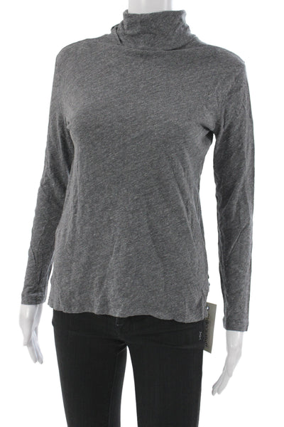Madewell Women Turtleneck Jersey T-Shirt Long Sleeve Gray Cotton Size XS