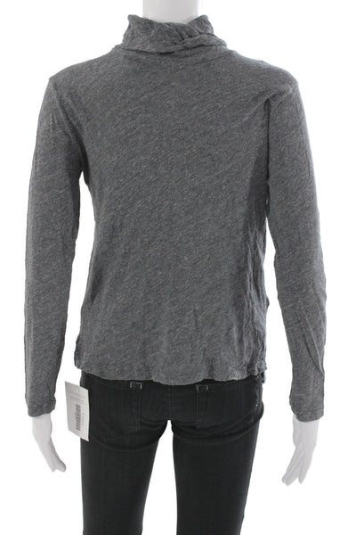 Madewell Women Turtleneck Jersey T-Shirt Long Sleeve Gray Cotton Size XS