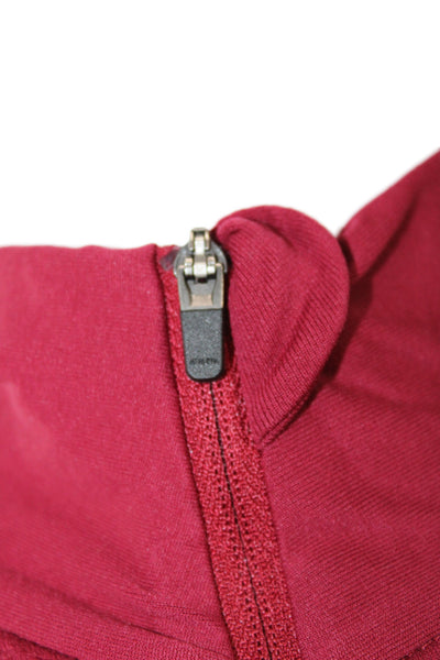 Athleta Women Red Mock Neck Zip Pullover Long Sleeve Athleisure Size S