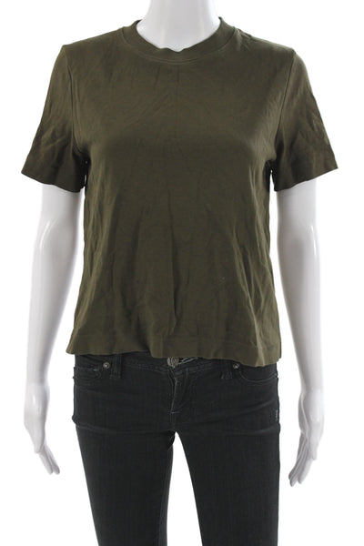 COS Womens Basic Green Short Sleeve Cotton Crew Neck T Shirt Size S