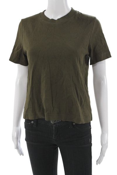COS Womens Basic Green Short Sleeve Cotton Crew Neck T Shirt Size S