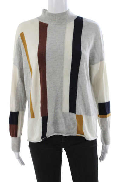 Billy Reid Womens Merino Wool Striped Pullover Gray Long Sleeve Size XS